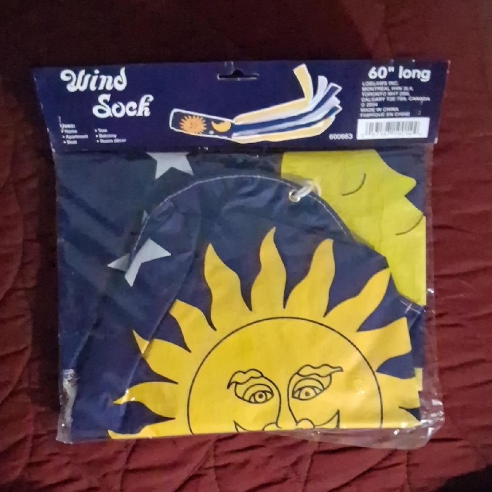 Sun and Moon Wind Sock - Blue and Yellow